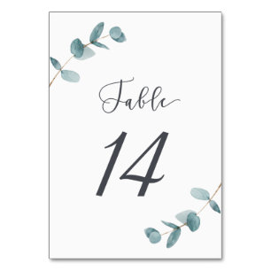 Enkel och Elegant Eucalyptus Löv Calligraphy Bordsnummer