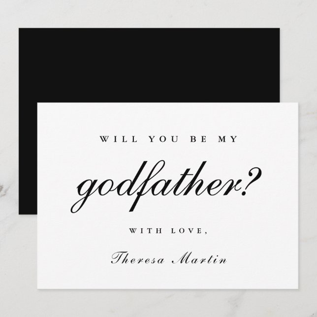 Enkel och elegant faderskapserbjudande i svart inbjudningar (Fram/baksida)