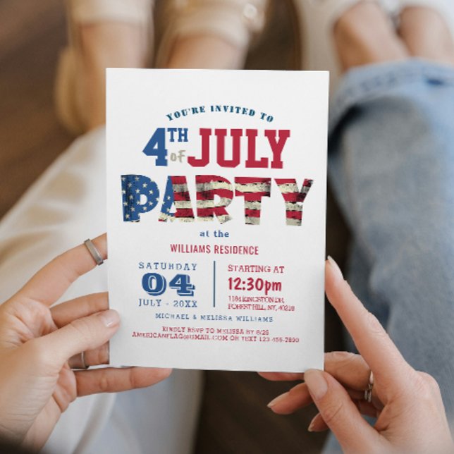 Enkel och Elegant Fjärde juli i Party Inbjudningar (Skapare uppladdad)