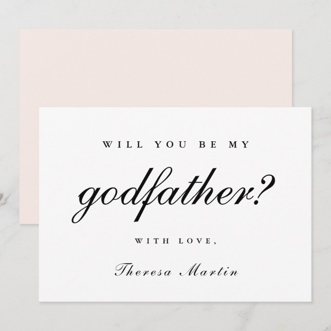 Enkel och Elegant Godfather Frieri Rosa Inbjudningar (Fram/baksida)