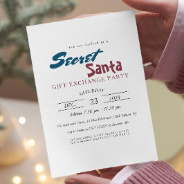 Enkel och Elegant Hemlig jultomte Party Inbjudningar