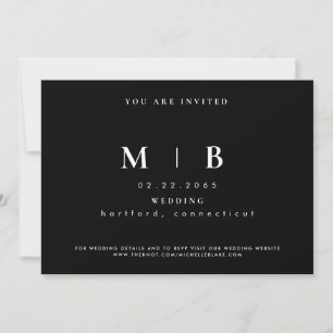 Enkel och elegant inbjudan till Monogram-bröllop