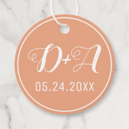 Enkel och elegant initialer peach bröllop gåvor etiketter