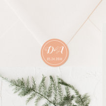 Enkel och elegant initialer peach bröllop