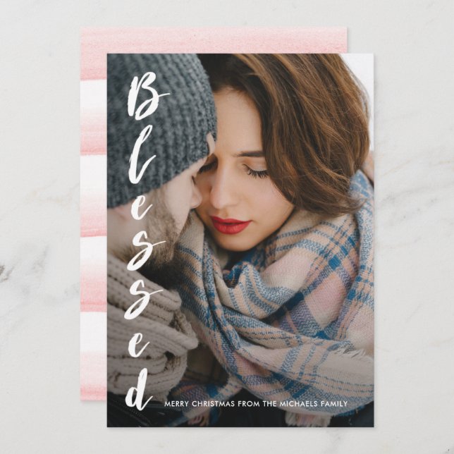 Enkel och Elegant Mjuk vattenfärgad jul Julkort (Fram/baksida)