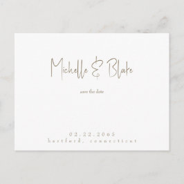 Enkel och elegant modern vit Bröllop spara datum Vykort