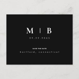 Enkel och elegant Monogram Bröllop spara datum Vykort