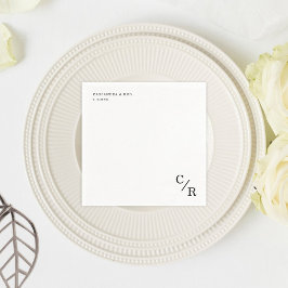 Enkel och Elegant Monogram Initialer Bröllop Pappersservett