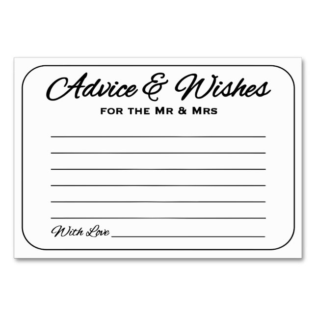 Enkel och elegant rådgivning och Önskemål Bordsnummer (Framsidan)