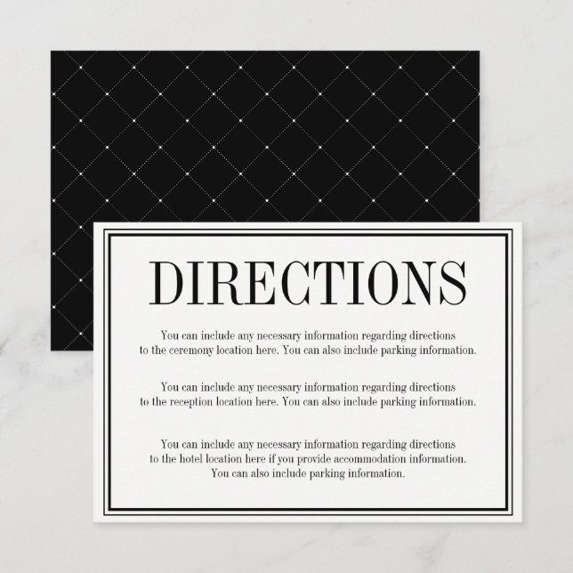 Enkel och elegant riktningstillbehörskort inbjudningar (Fram/baksida)