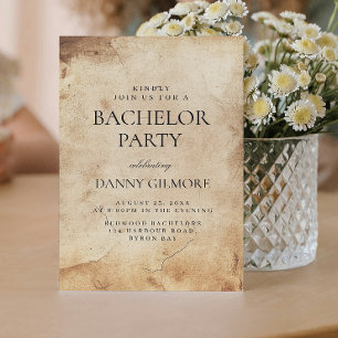 Enkel och Elegant Rustic Bachelor Party Inbjudningar
