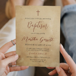 Enkel och Elegant Rustic Girl Baptism Inbjudningar