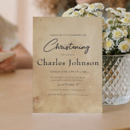 Enkel och Elegant Rustic Son Christening Inbjudningar