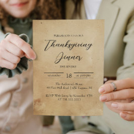 Enkel och Elegant Rustic Thanksgiving Middag Inbjudningar