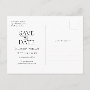Enkel och elegant Save the Date Vykort