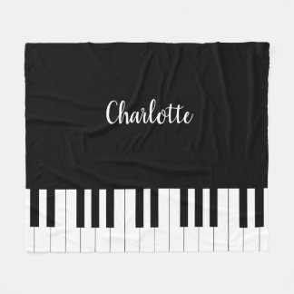 Enkel och Elegant Svarta och vita Piano Tangentbor Fleecefilt