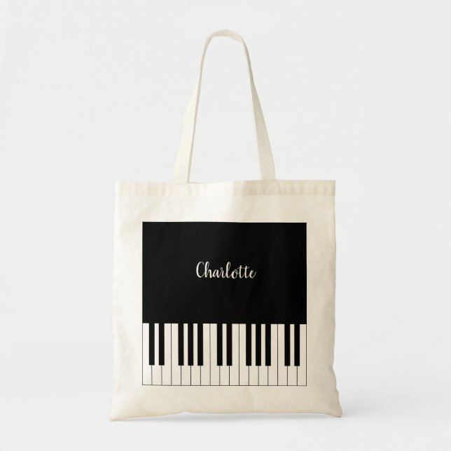 Enkel och Elegant Svarta och vita Piano Tangentbor Tygkasse (Framsidan)