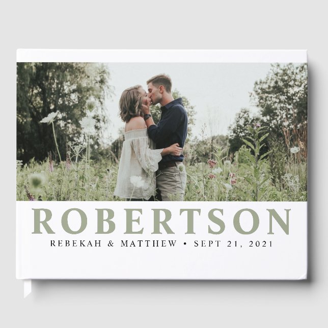 Enkel och Elegant vit | Fotogäst bok (Framsida)