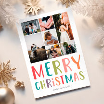 Enkel och färgstark julfamiljs fotokollage