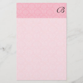 Enkel och klassisk Rosa Damask med svart Monogram Brevpapper