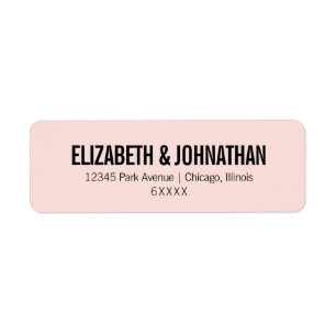 Enkel och minimal Rosa, typografi Bröllop Adress Returadress Etikett