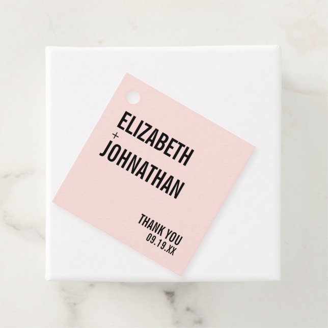 Enkel och minimal Rosa Typografi Bröllop Tack Gåvor Etiketter (På plats)