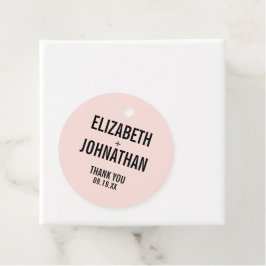 Enkel och minimal Rosa Typografi Bröllop Tack Gåvor Etiketter