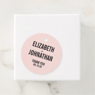 Enkel och minimal Rosa Typografi Bröllop Tack Gåvor Etiketter