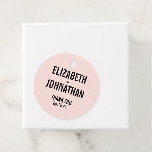 Enkel och minimal Rosa Typografi Bröllop Tack Gåvor Etiketter (På plats)