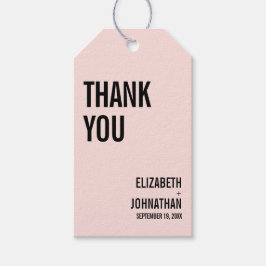 Enkel och minimal Rosa Typografi Bröllop Tack Presentetikett