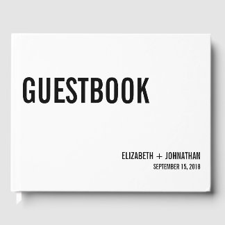 Enkel och minimal typografi Bröllop Guest Bok