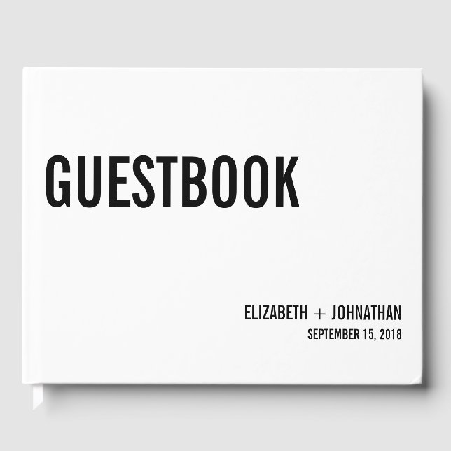 Enkel och minimal typografi Bröllop Guest Bok (Framsida)