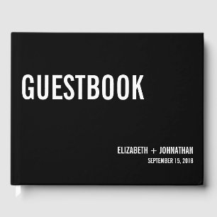 Enkel och minimal typografi Bröllop Guest Bok