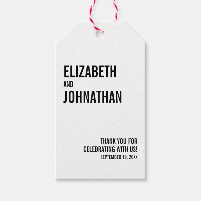 Enkel och minimal typografi Bröllop Tack Presentetikett (Framsidan)