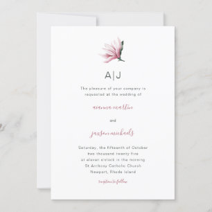 Enkel och modern Blommigt med Monogram Bröllop Inbjudningar