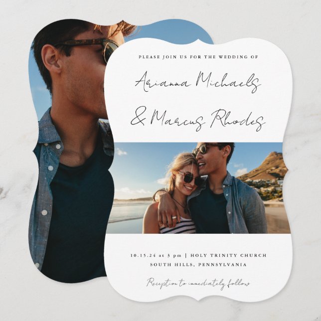 Enkel och modern foto Bröllop Inbjudningar (Fram/baksida)