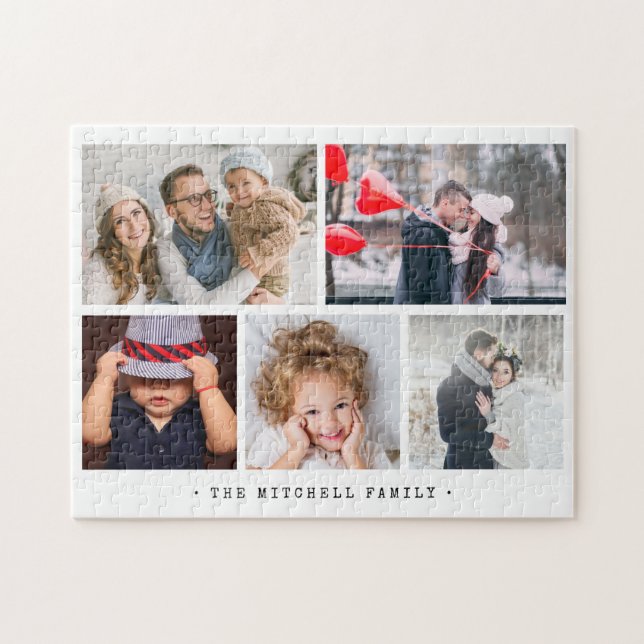 Enkel och modern fotosamling för familjen pussel (Horisontell)
