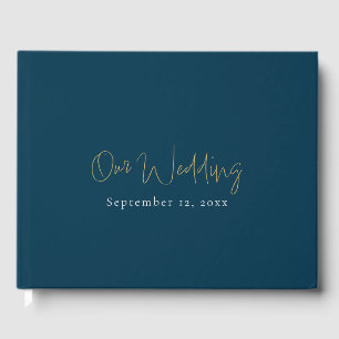 Enkel och modern guld, ett minimalistiskt bröllop gästböcker