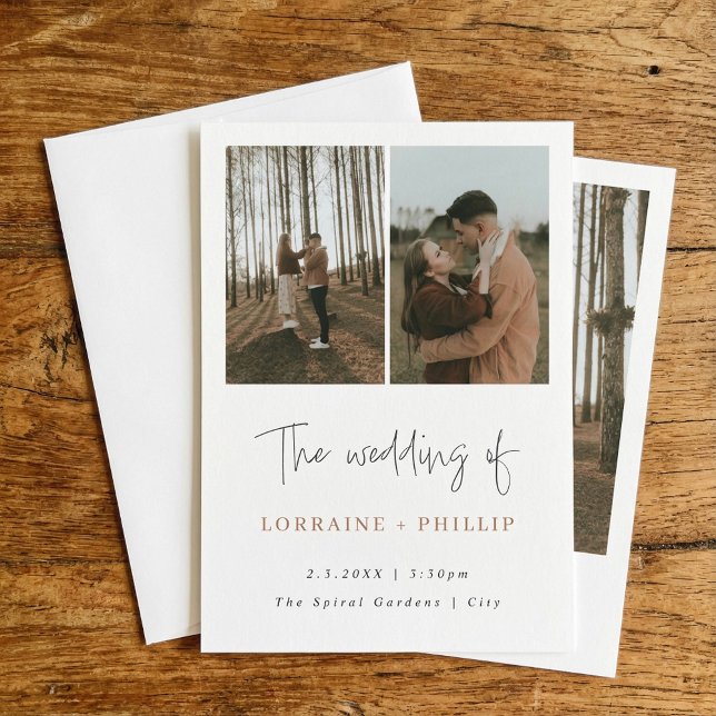 Enkel och modern inbjudan till 3 fotobröllop (Simple and modern 3 photo wedding Invitation.)
