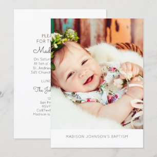 Enkel och modern inbjudan till Photo Baptism-parti