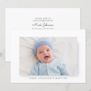Enkel och modern inbjudan till Photo Baptism-parti