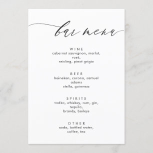 Enkel och modern kalligrafi Pub Menu Meny