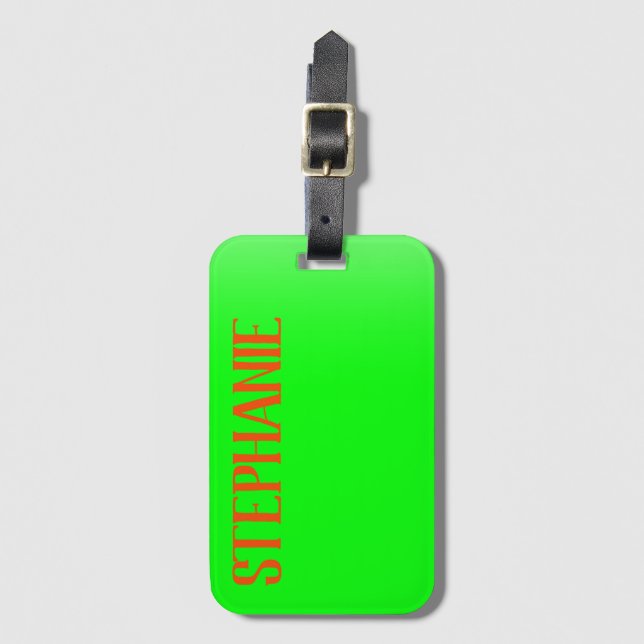Enkel och modern limgrön och Orange - Personlig Bagagebricka (Framsida vertikal)