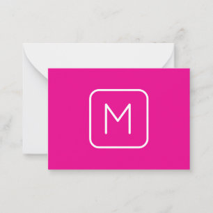 Enkel och modern monogramstart Rosa och vit Anteckningskort