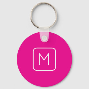 Enkel och modern monogramstart Rosa och vit Nyckelring