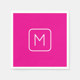Enkel och modern monogramstart | Rosa och vit Pappersservett