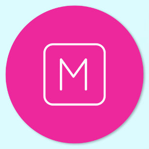 Enkel och modern monogramstart Rosa och vit Runt Klistermärke