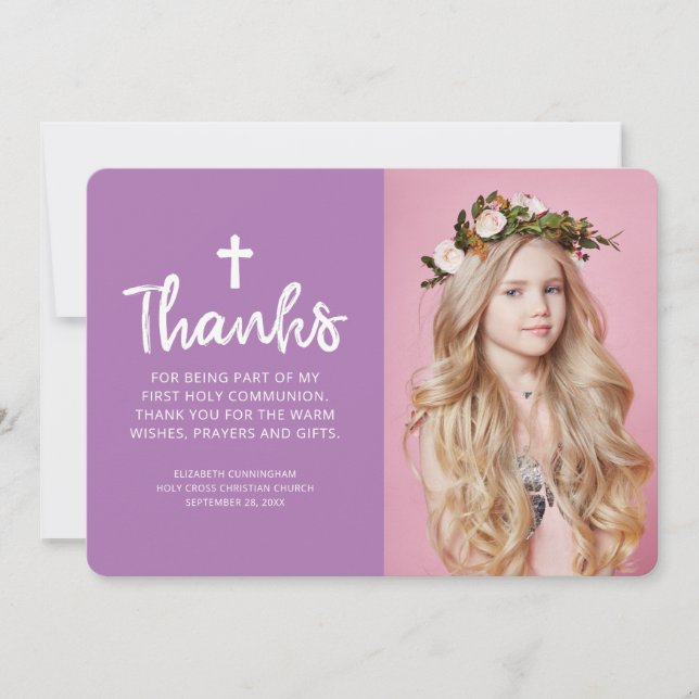 Enkel och modern Photo Kor Communion Tack (Framsida)