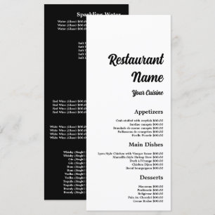 Enkel och modern, Restaurant-limline Meny