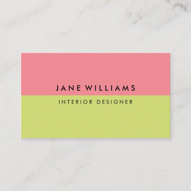 Enkel och modern rosor och grönt visitkort (Framsida)